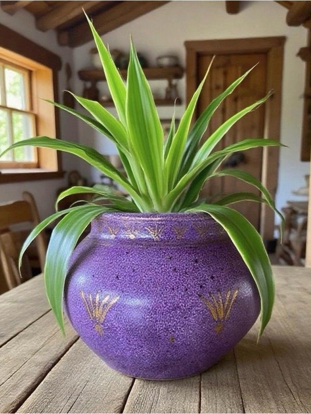 Vintage Ecco Nova Medieval Monarch Purple Gold Porcelain Planter Vase